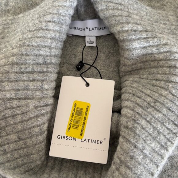 Gibson & Latimer Womens Wool Blend Ribbed Turtleneck Heather Gray Sweater-NWT-L - Picture 6 of 12